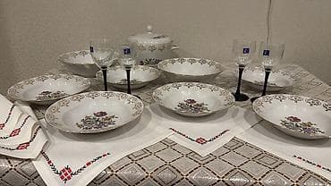 salat qablari: Nahar dəsti, rəng - Ağ, Farfor — 10