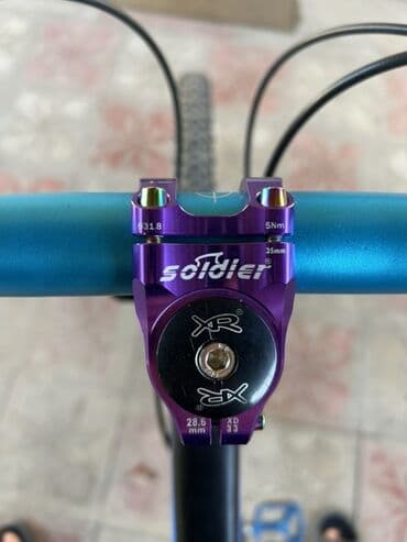 руль для велосипеда: Velosiped üçün bənd (stem) – Soulder markası, bənövşəyi/anodizə — 1