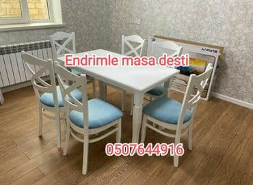 metbex masası: Mətbəx üçün, Yeni, Açılmayan, Dördbucaq masa, 4 stul — 14