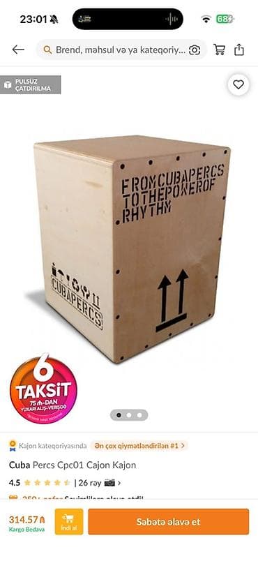 davul: Cuba Percs Cpc01 Cajon – akustik zərb aləti - Korpus: təbii ağacdan — 2