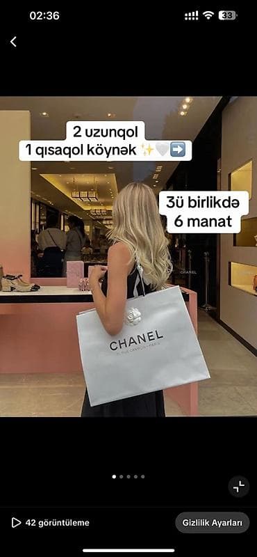 cins yupqa: Qadın köynəkləri dəsti - 3 ədəd: 2 uzunqol, 1 qısaqol - Rənglər: ağ — 1