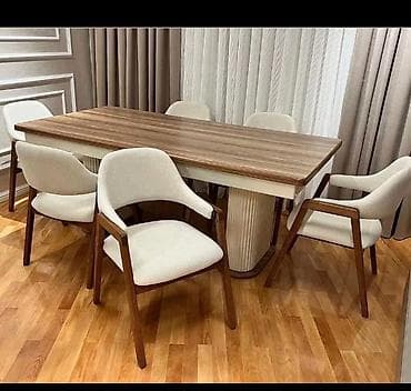 ofis stullari: Qonaq otağı üçün, Yeni, Açılmayan, Dördbucaq masa, 6 stul — 1