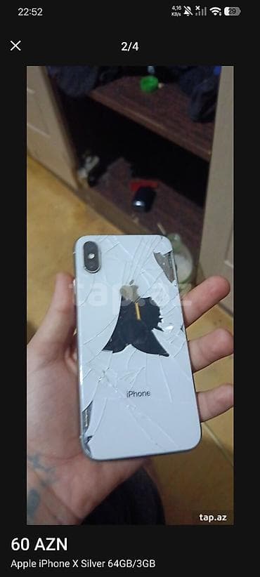 kalonka dinamikler: IPhone X, 64 GB, Gümüşü, Qırıq — 3