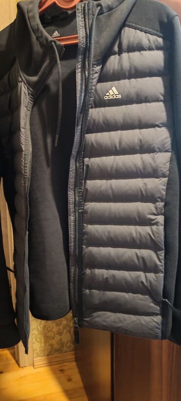 фатзорб купить оригинал: Adidas kişi hoodie/jaket hibrid model - Rəng: qara - Ön hissə: yüngül — 5