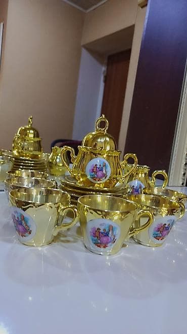 Çay dəsti, rəng - Qızılı, Keramika — 1