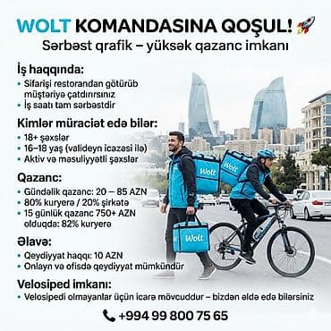 Sürücü-kuryer tələb olunur, Şəxsi nəqliyyat vasitəsi ilə, Gündəlik ödəniş, Təcrübəsiz