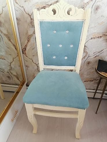 yemek stol: Qonaq otağı üçün, İşlənmiş, Qatlanmayan, rəng - Göy Stul — 2