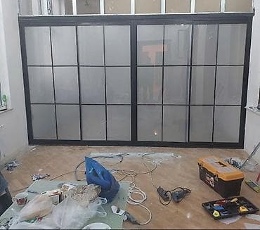 qapı tacı: Şüşə ara kesmeler plastik qapi pencereler cambalkon alminum işlerinin — 3