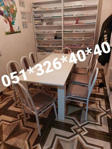 Masa və oturacaq dəstləri: Qonaq otağı üçün, Yeni, Açılmayan, Dördbucaq masa, 4 stul — 4