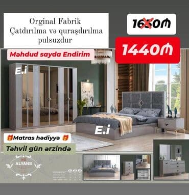işlenmiş termolar: İkinəfərlik çarpayı, Termo, Dolab, 2 tumba, Azərbaycan, Yeni — 4