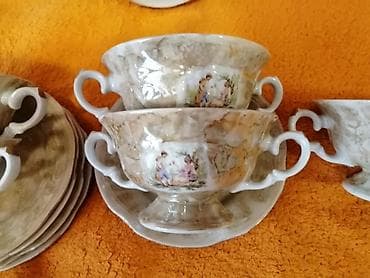 Çay dəsti, rəng - Qızılı, Farfor, Madonna, 5 nəfərlik, Polşa — 3