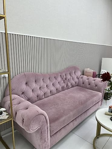 krep parca: Mebel növü: Klassik üslubda 4 nəfərlik divan - Rəng: Pudra/çəhrayı - — 2