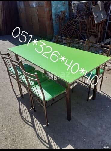 Masa və oturacaq dəstləri: Qonaq otağı üçün, Yeni, Açılan, Dördbucaq masa, 6 stul — 2