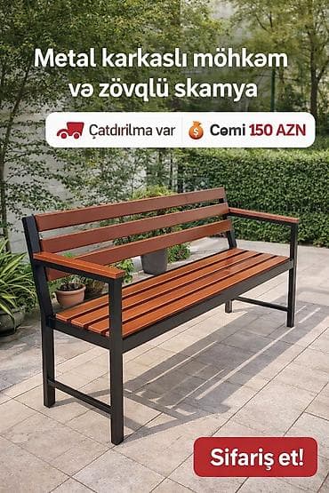plastik boru satilir: *Sada* Möhkəm metal karkaslı skamya Bağ, həyət, balkon üçün ideal — 1