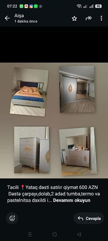 Təcili 📍Yataq dəsti satılır qiymət 600 AZN Dəstə çarpayı,dolab,2