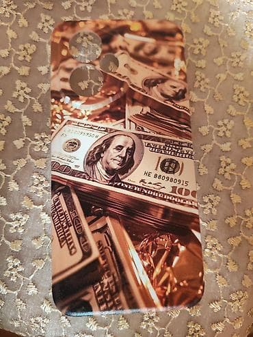 Qızılı tonlarda dollar naxışlı telefon qabı - Model uyğunluğu: Üçlü