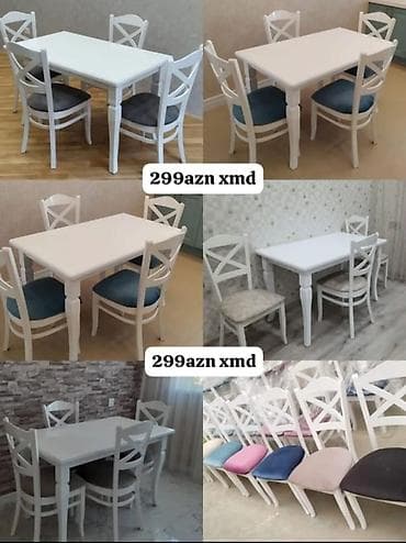 Mətbəx üçün, Yeni, Açılmayan, Dördbucaq masa, 4 stul