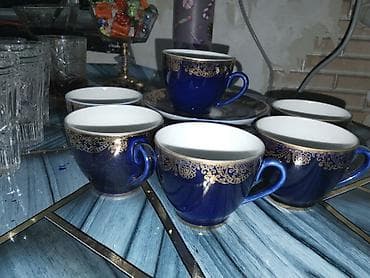 es guzgu: Çay dəsti, rəng - Göy, Keramika, 6 nəfərlik — 1