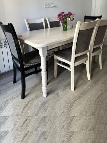 metbex stol stulları qiymetleri: Qonaq otağı üçün, İşlənmiş, Açılan, Dördbucaq masa, 6 stul — 3