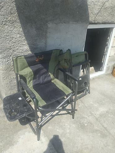 metbex perdeleri 2019: Kamp/qayıq üçün qatlanan kreslo dəsti - Rəng: zeytun yaşılı və qara - — 1