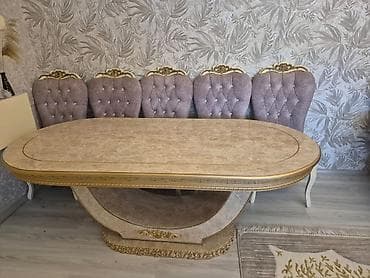 oturacaq stol: Qonaq otağı üçün, Yeni, Açılmayan, Oval masa, 6 stul — 1