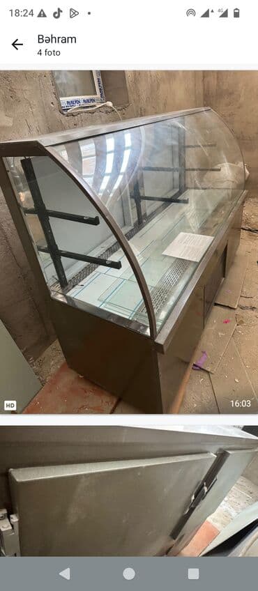 Soyuducu vitrinləri: Soyuducu vitrin – şüşə önlü, yarımdairəvi dizayn tam yeni - İctimai — 1