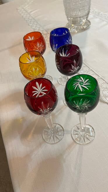 cex fara: Çay dəsti, rəng - Ağ, Xrustal, 6 nəfərlik, Çexiya — 4