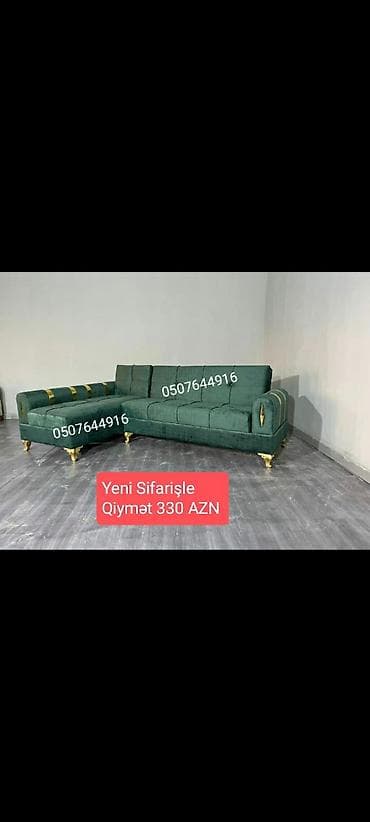 gips blok: Künc divan, Qonaq otağı üçün, Vеlur parça, Bazalı, Açılan, Kitab — 1