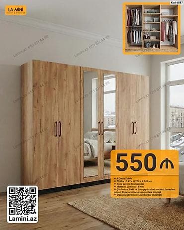 6 qapılı paltar dolabı - Ümumi ölçü: D 47 × H 200 × E 240 sm - Rəng — 1