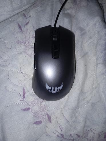 komputer setup: USB naqilli oyun siçanı - TUF Gaming üslubunda loqo ilə qara/metallik — 2