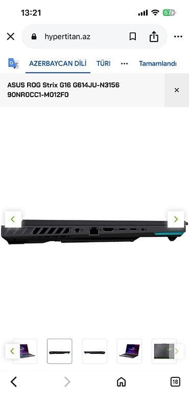 ailenet elaqe: Model ROG Strix G16 G614JU-N3156 Tip Noutbuk Təyinat Gaming Proqram — 3