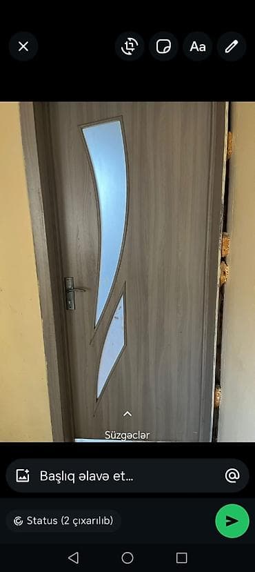 İç qapı – şüşəli dizayn - Material: ağac teksturalı MDF/laminat səth
