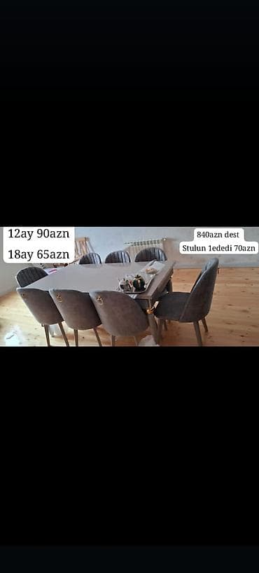 setin parca: MASA DƏSTI Klassik üslublu yemək otağı dəsti - Rəng: açıq krem/ivori — 8