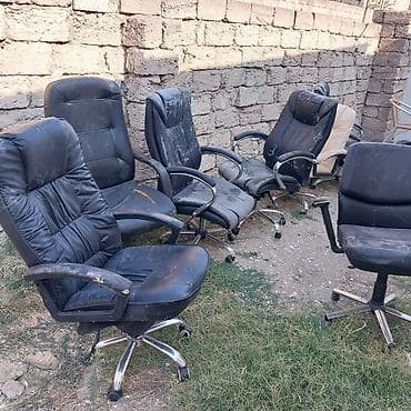 stul ofis: İşlənmiş, Təkərli, Qolları tənzimlənmir, Süni dəri — 9