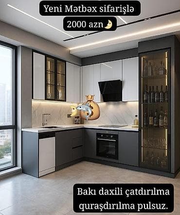 Yeni mətbəx mebeli sifarişi – müasir dizaynlı L formalı komplekt