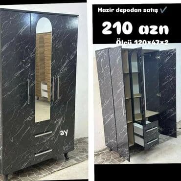 paltar işkafı: Yeni, Açılan, 3 qapılı Düz dolab, Qarderob, paltar dolabı, Azərbaycan — 9