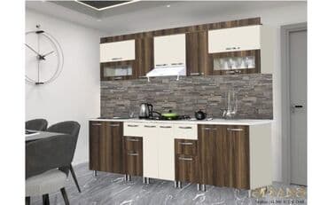 кухонная мебель в баку цены: Mətbəx mebeli dəsti - Üslub: müasir, ağ və tünd qoz rəng kombinasiya — 1