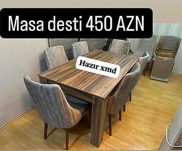 Masa dəsti – 450 AZN - Dördbucaq formalı yemək/qarşılanma masası -
