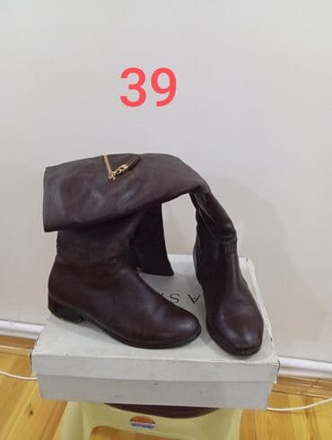 Qadın dəridən qış çəkmələri - Rəng: tünd qəhvəyi - Ölçü: 39 (şəkildə