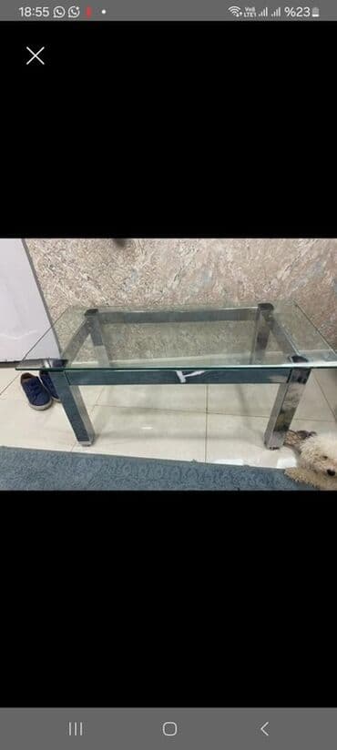 Dördbucaq masa, Açılmayan, Təkərsiz, Şüşə, Zəmanətsiz