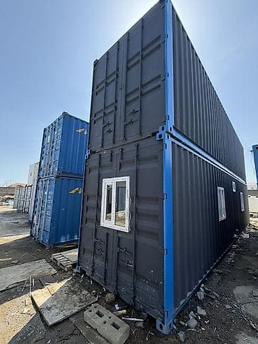 konteynerlərin satışı: İki mərtəbəli modul/konteyner ev - 2 ədəd 40 fut dəniz konteynerindən — 2