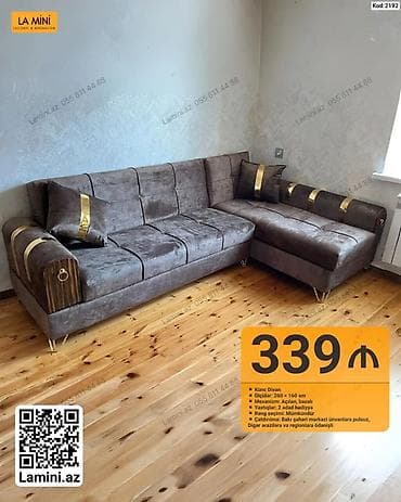 Künc divan – Kod: 2192 - Ölçülər: 260 × 160 sm - Mexanizm: açılan — 1