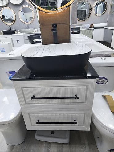 Hamam mebeli + üst qoyulan çanaq - Üst qoyulan kvadrat-oval formada