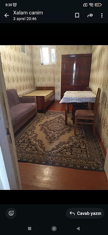 1 otaqlı sadə kirayə otaq - Otaqda divan, tək nəfərlik çarpayı, iri