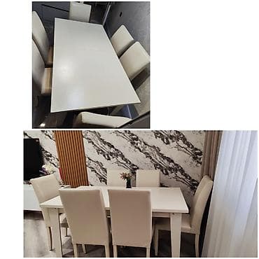 balkon stul: Qonaq otağı üçün, İşlənmiş, Kvadrat masa, 6 stul — 1
