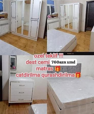 armada mebel: Yataq otağı dəsti - Komodlu güzgü: 3 çekmecəli, güzgülü üst hissə — 1