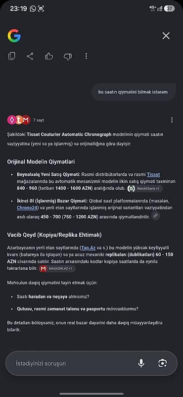 İşlənmiş, Qol saatı, Tissot, rəng - Boz — 2