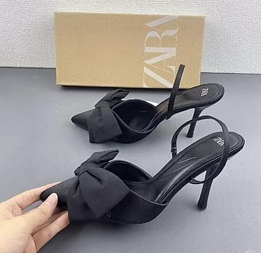 Makasin və loferlər: ZARA qadın ayaqqabısı – zərif slingback model - Rəng: qara - Burun — 1