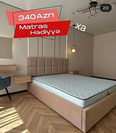 Çarpayılar: Mebel dəsti: yumşaq toxumalı, bej rəngli karkaslı iki nəfərlik — 1