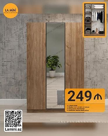 retro mebel: - Model: 3 qapılı dolab - Material və dizayn: ağac fakturalı korpus — 1